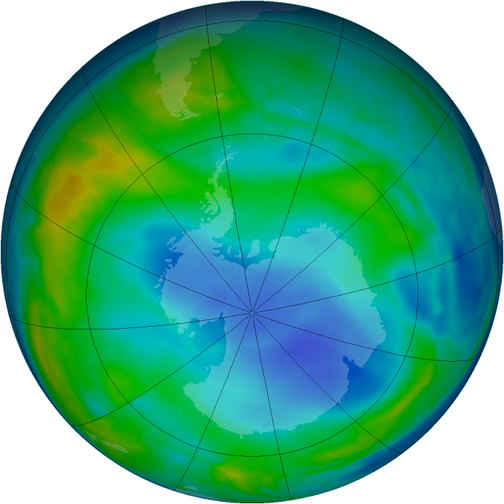 Antarctic ozone map for 28 June 2013